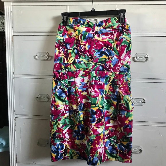 H&M / Colorful Strapless Fitted Dress / SZ 12 - Picture 1 of 6